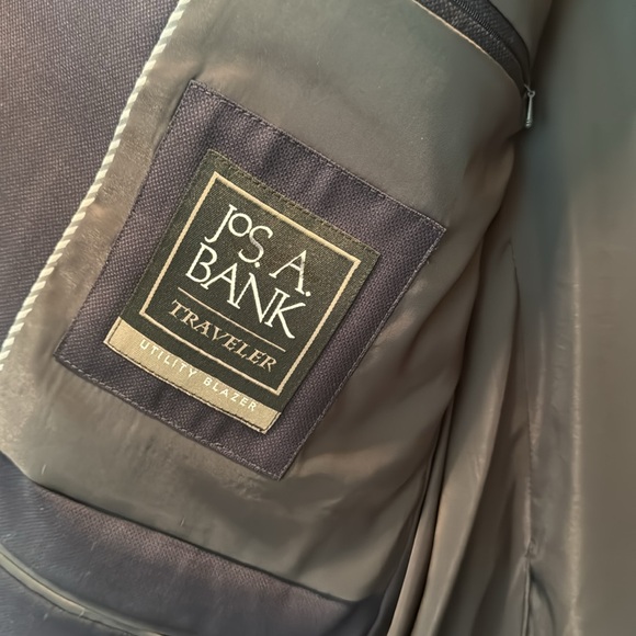 NWOT Mens Navy Blue utility blazer by Jos A Bank. 100% wool. Size 44 regular. - Picture 7 of 16